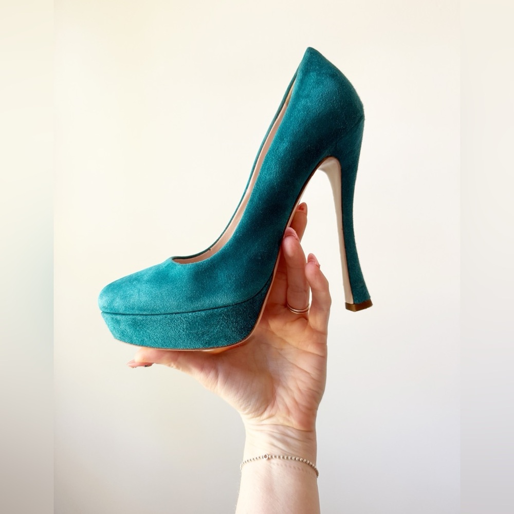 Miu Miu - Suede Heels/Pumps in Teal - size 38.5 - Very Good Condition